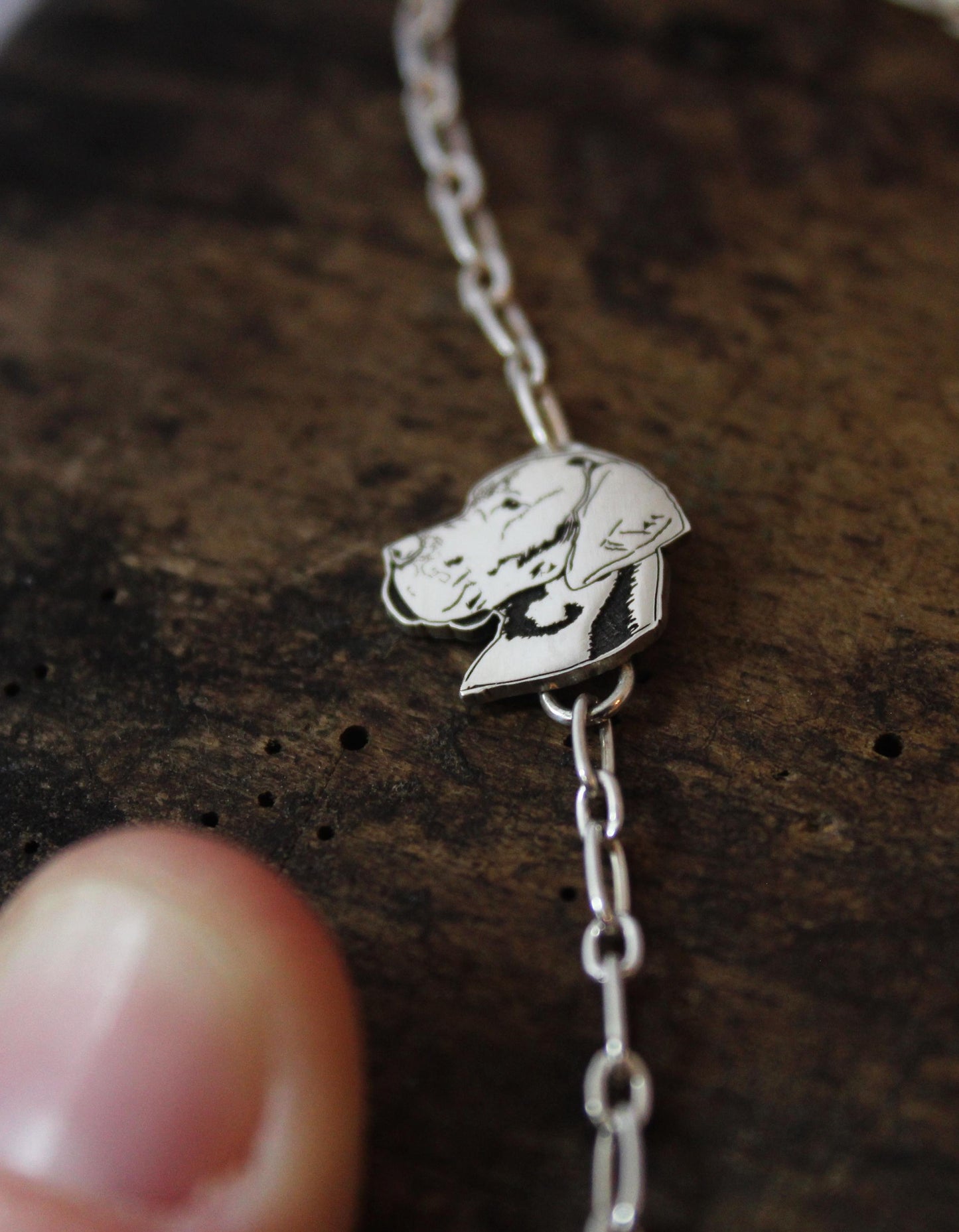 Great Dane Bracelet, engraved sterling silver charm