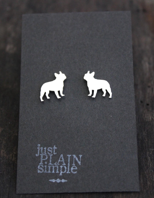French Bull dog earrings, sterling silver studs, gift for dog lovers