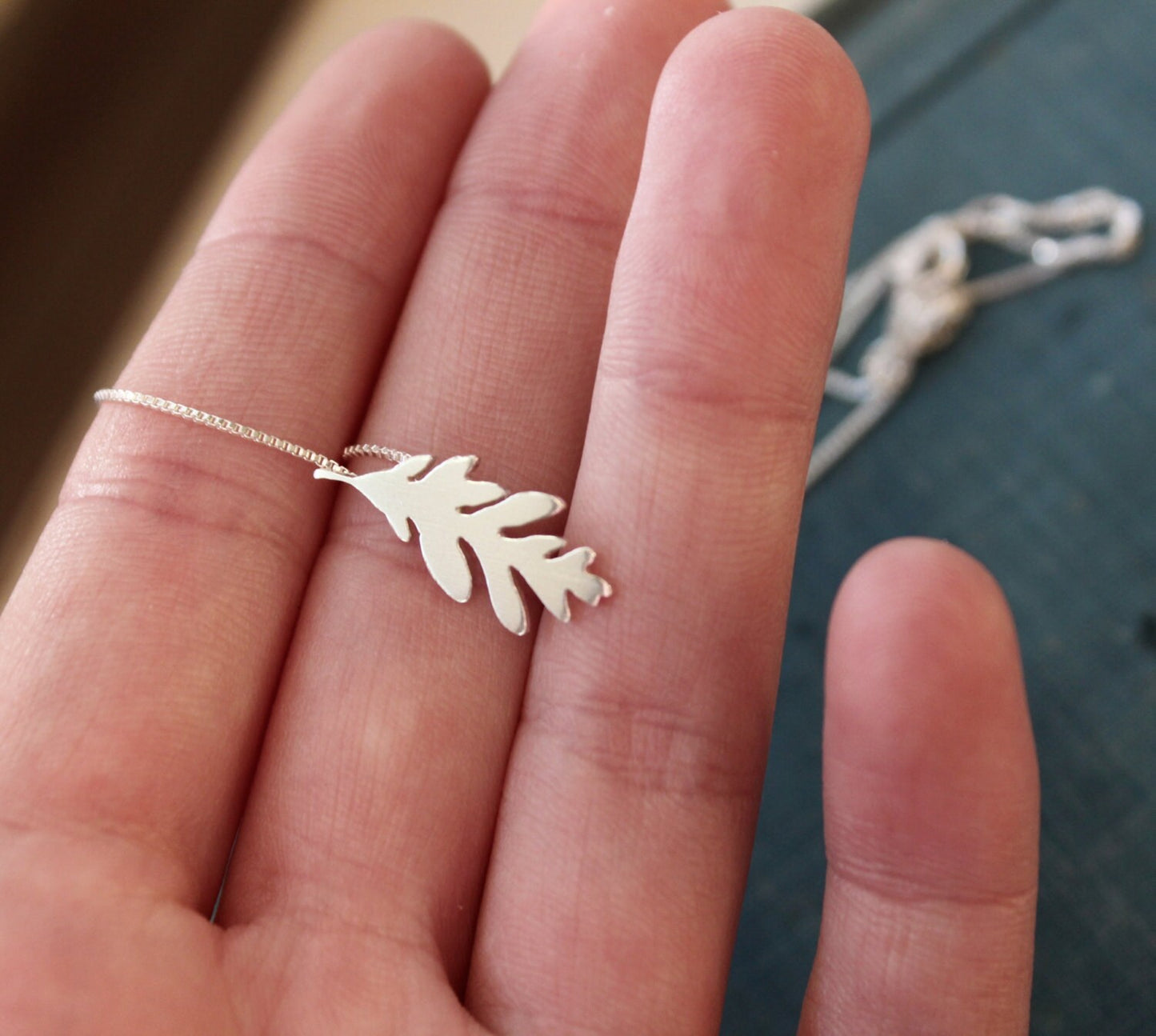 Oak leaf necklace, sterling silver pendant