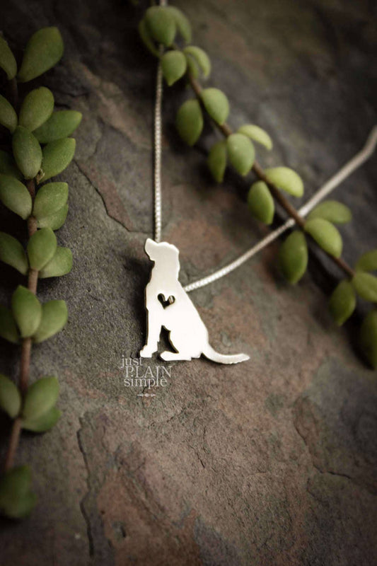 Tiny Labrador retriever necklace, sterling silver pendant