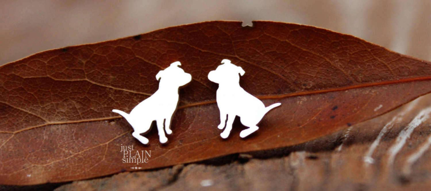 Pit bull earrings, sterling silver studs for dog lovers