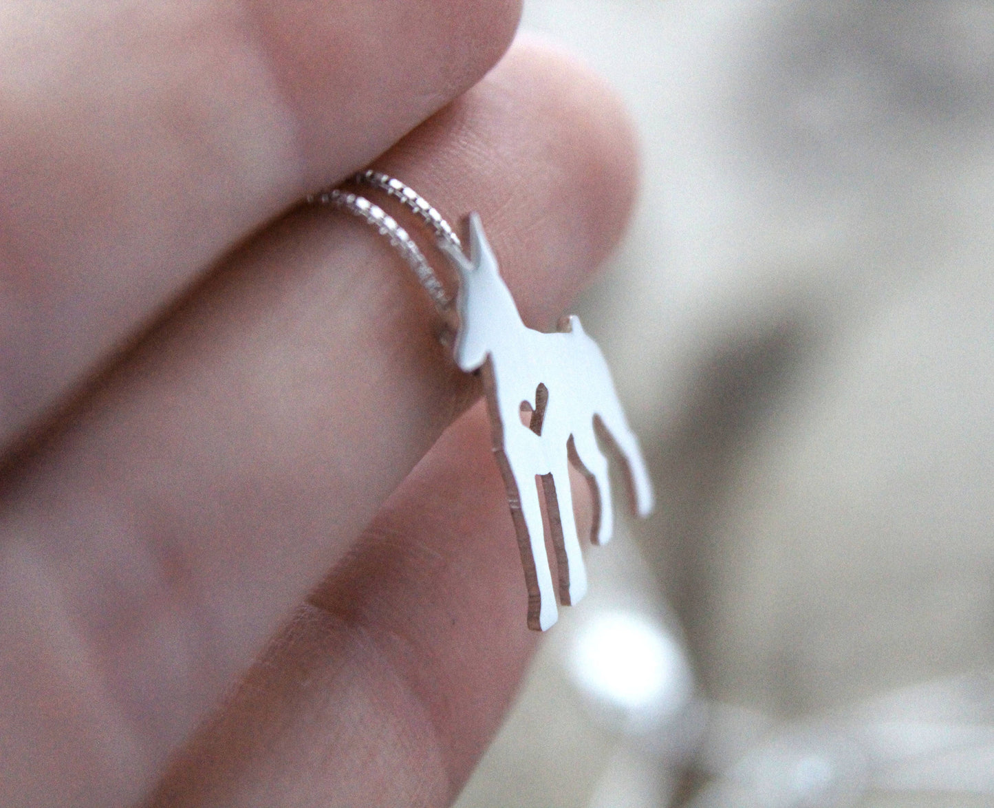 Tiny Doberman Pinscher necklace, sterling silver pendant