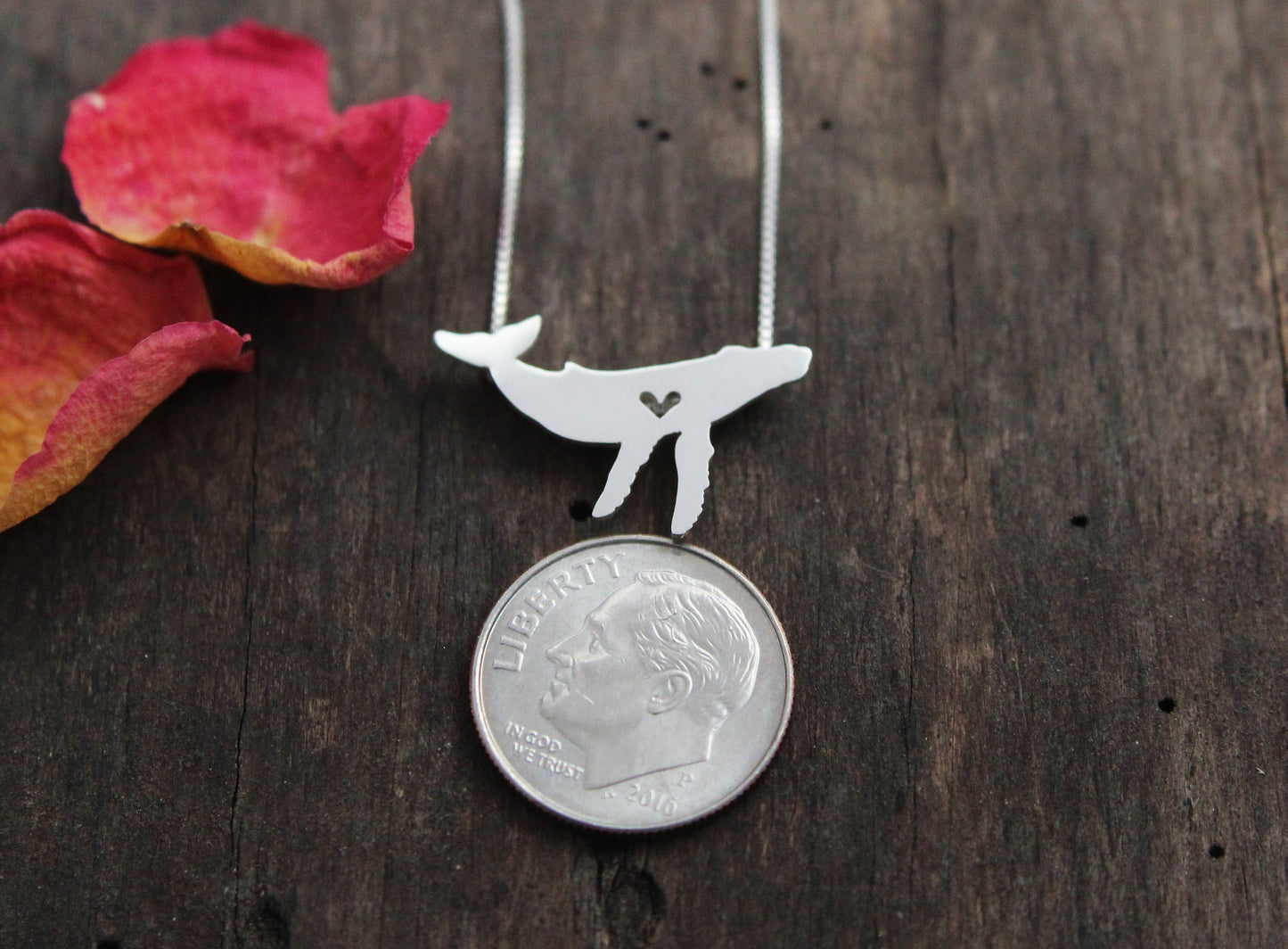 Tiny Whale necklace, sterling silver pendant