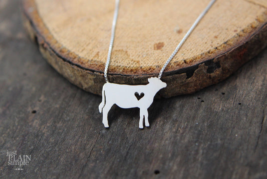 Tiny Jersey Cow necklace, sterling silver pendant