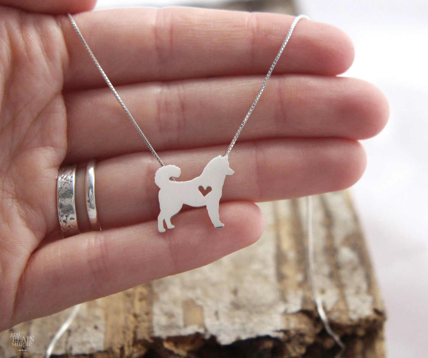 Tiny Husky necklace, sterling silver pendant
