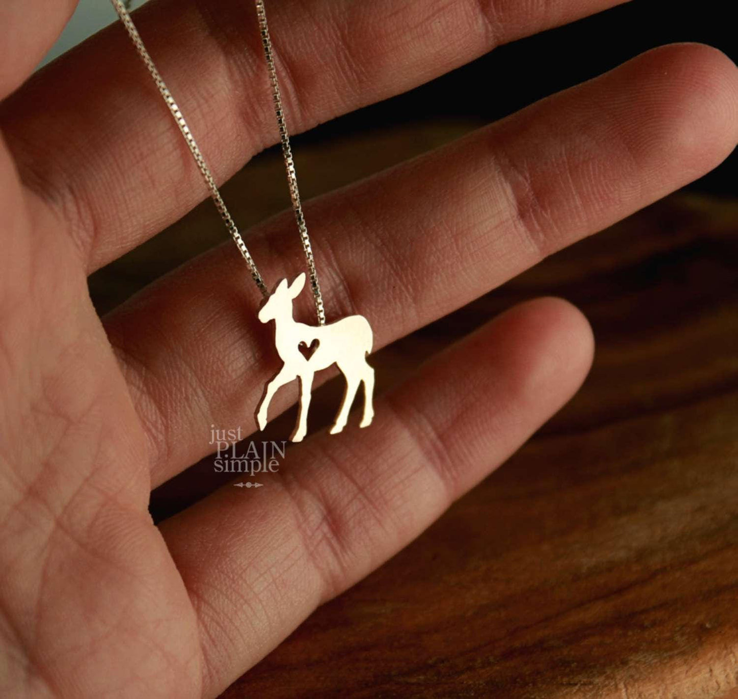 Tiny Fawn necklace, sterling silver pendant