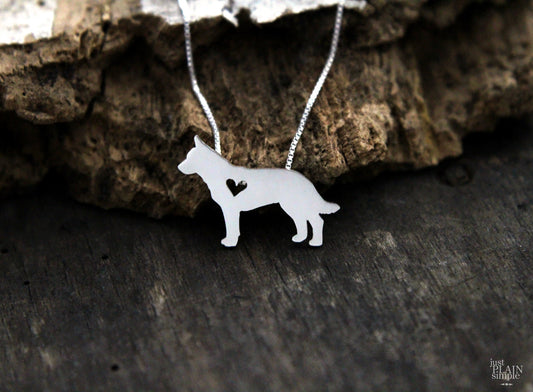 Tiny Cattle Dog/Blue Heeler necklace, sterling silver pendant