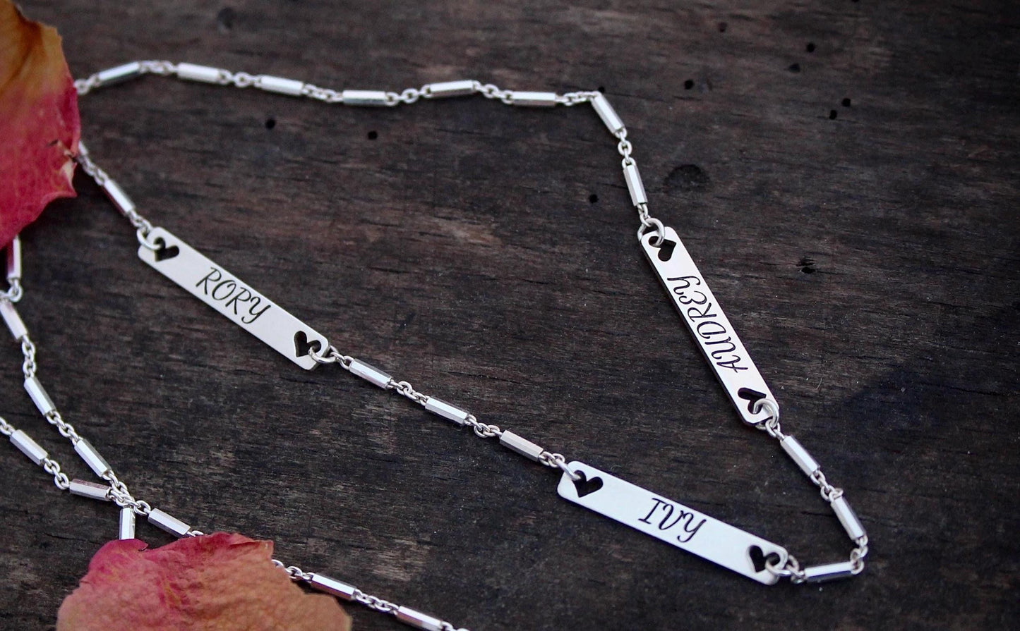 Hidden message names necklace, sterling silver keep sake necklace for moms, personalized names necklace for wearing every day