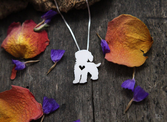 Tiny Cockapoo necklace, sterling silver pendant