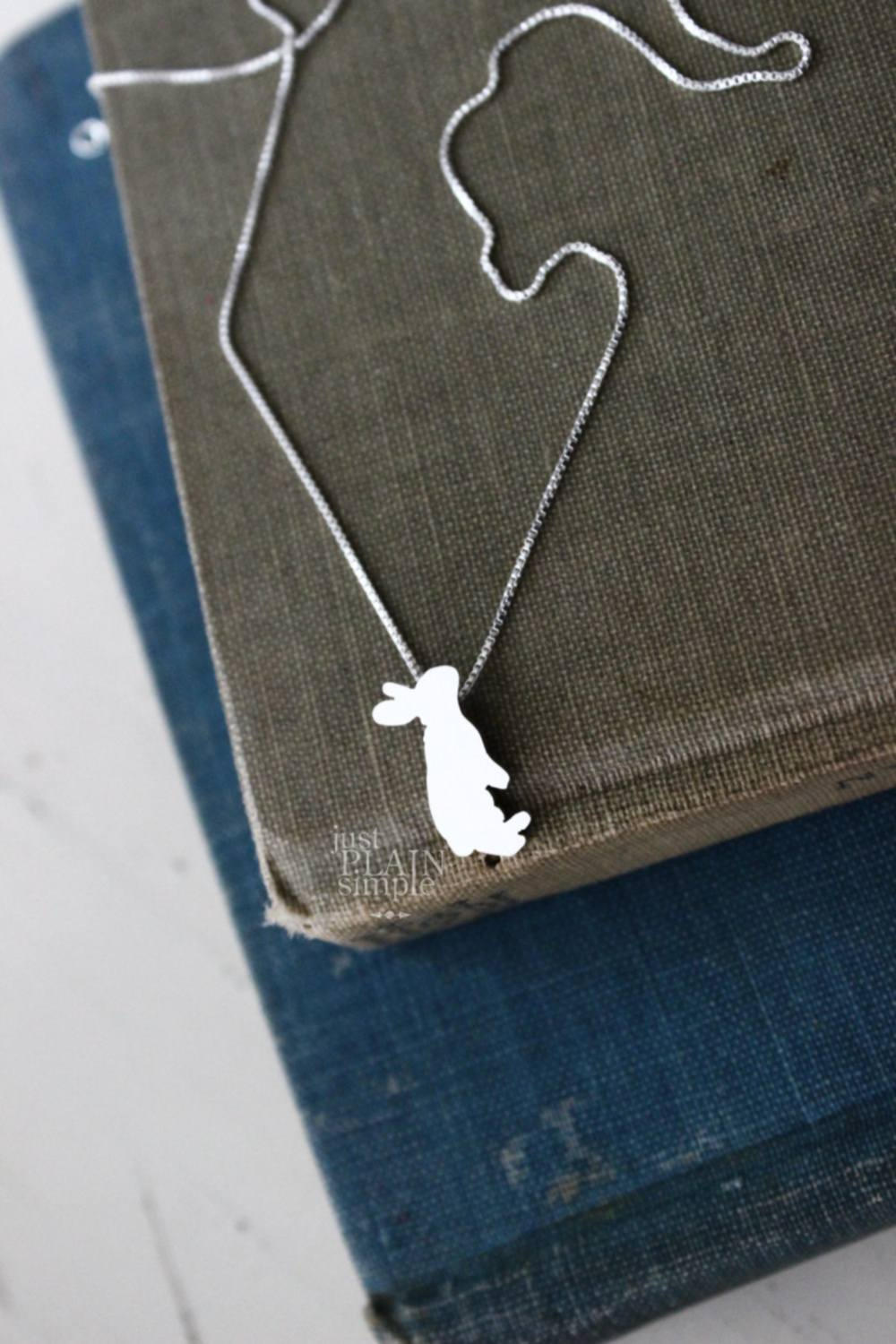 Tiny Rabbit necklace, sterling silver pendant