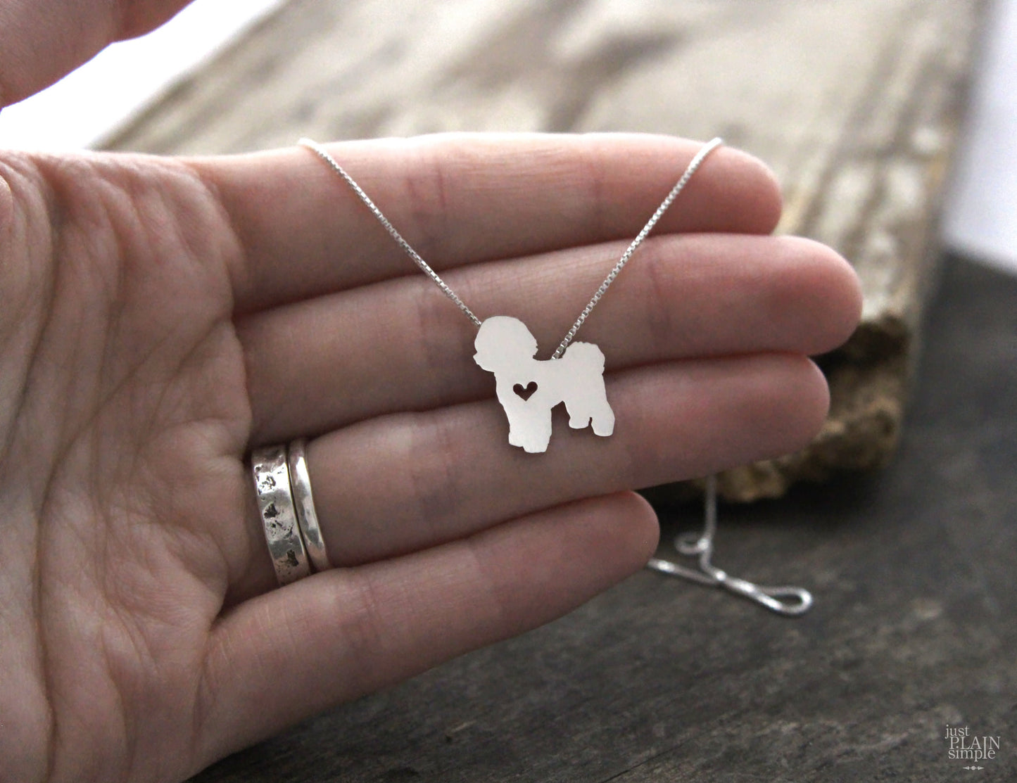 Tiny Bichon necklace, sterling silver pendant