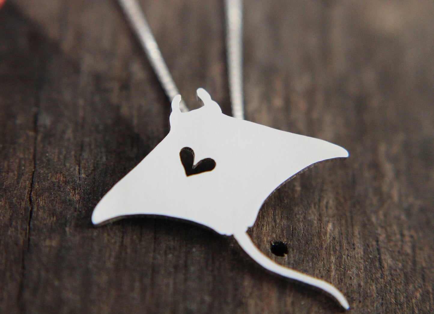 Tiny Manta Ray necklace, sterling silver pendant