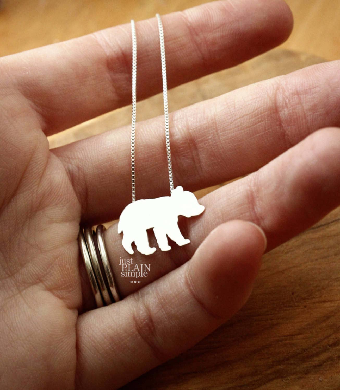 Tiny Bear Cub necklace, sterling silver pendant