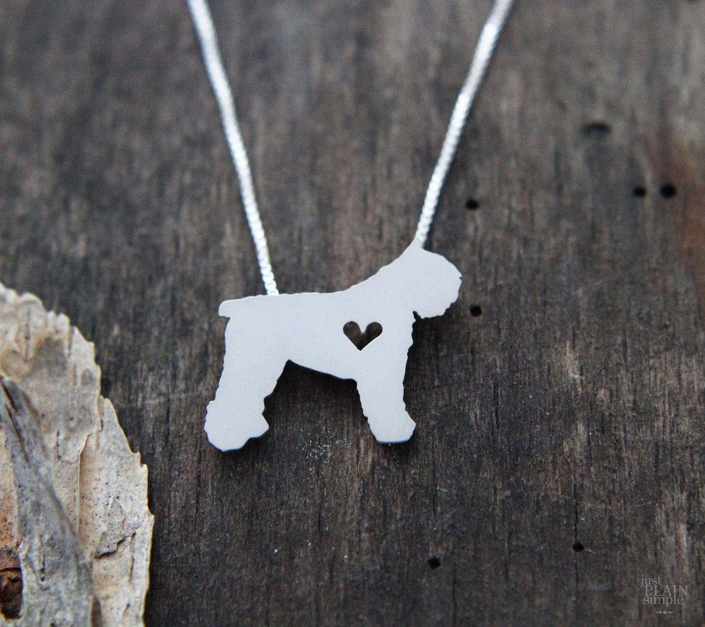 Tiny Bouvier des Flanders necklace, sterling silver pendant