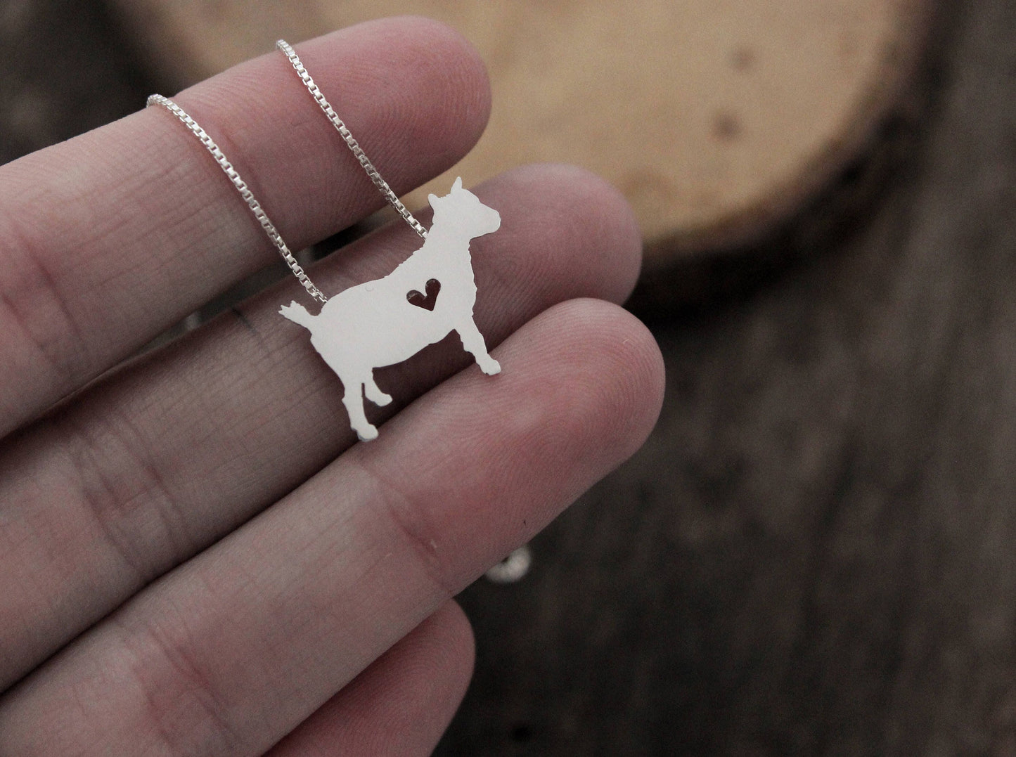 Tiny Pygmy Goat necklace, sterling silver pendant