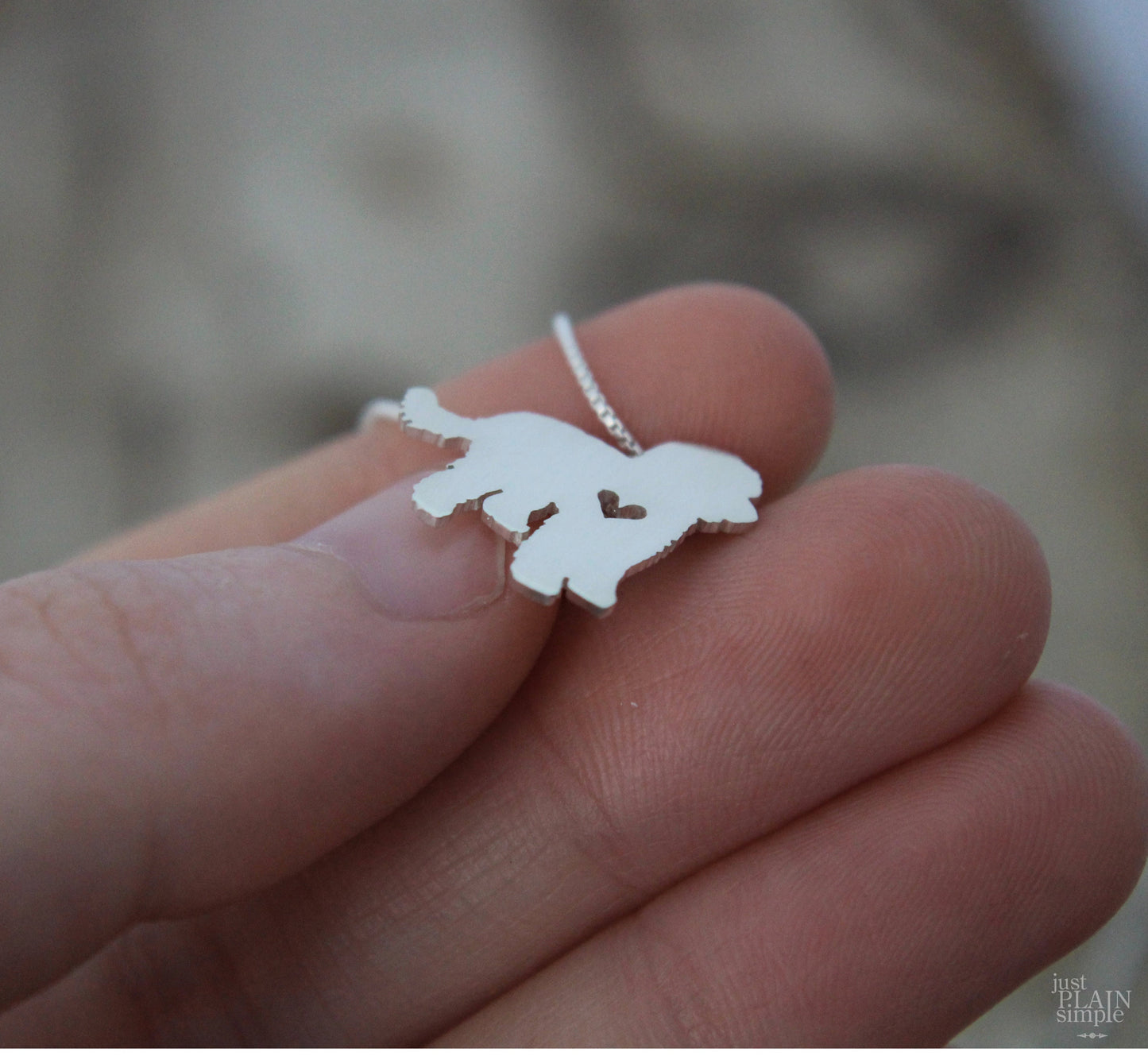 Tiny Labradoodle necklace, sterling silver pendant