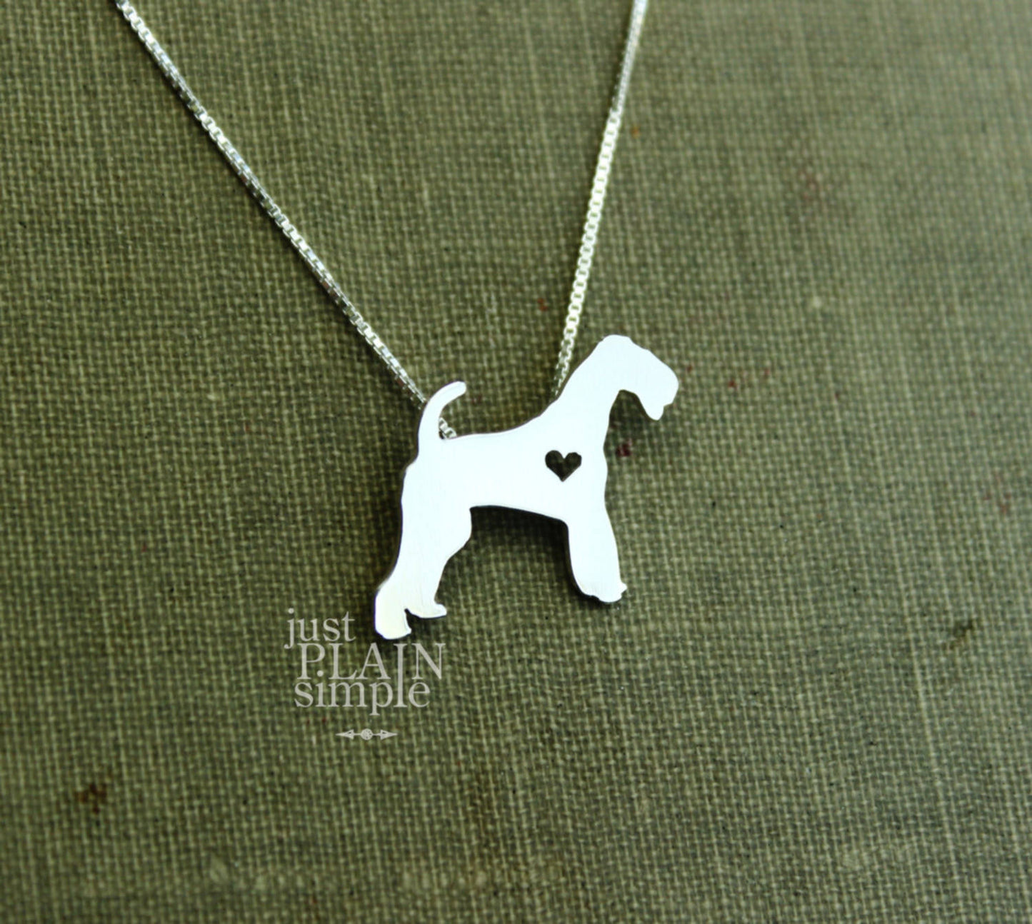 Tiny Airedale Terrier necklace, sterling silver pendant