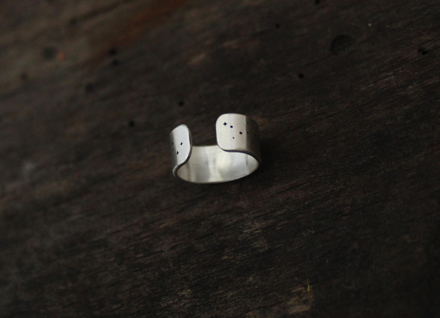 Crescent moon and stars Ear Cuff, engraved sterling silver