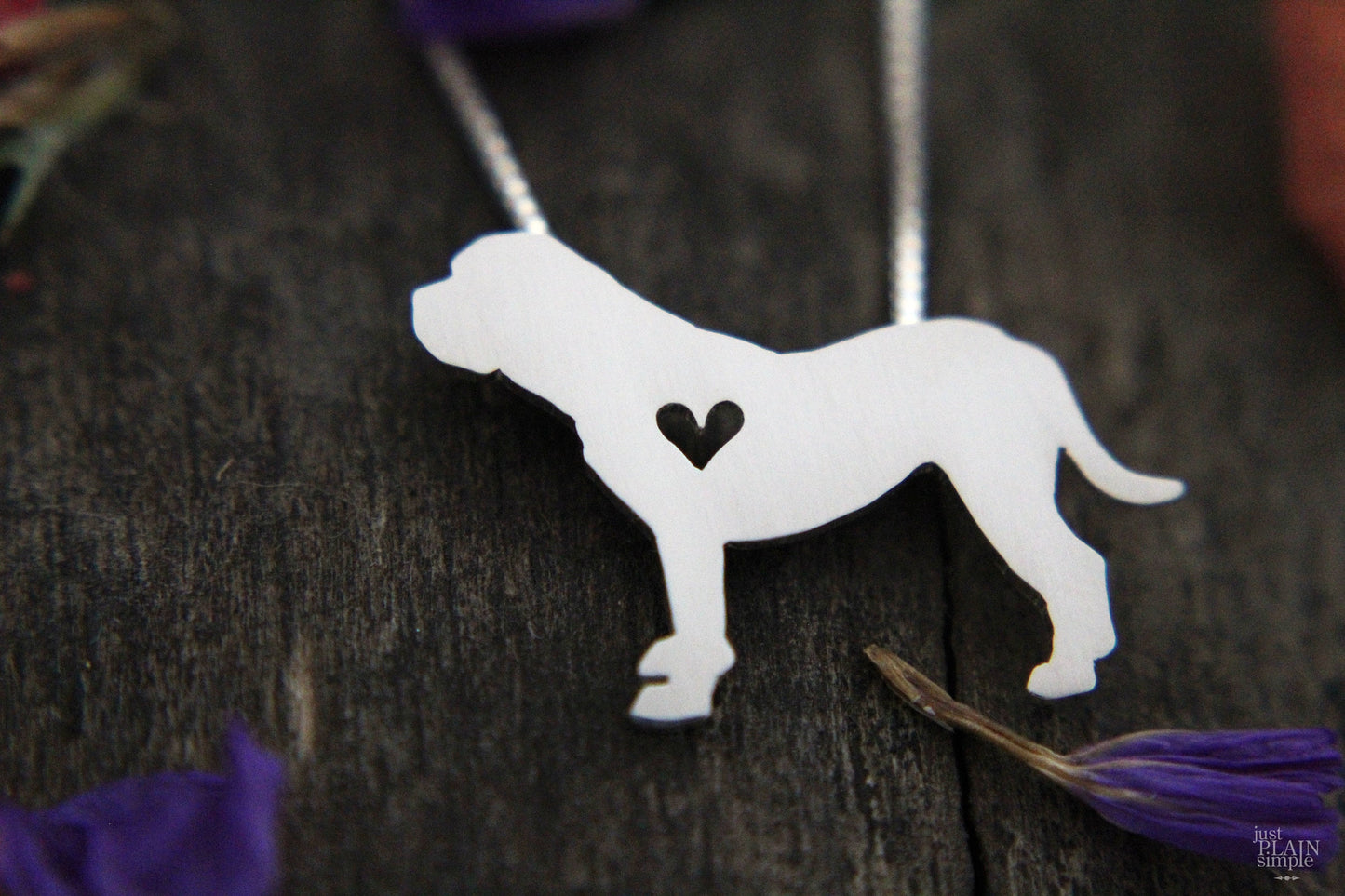 Tiny Bullmastiff necklace, sterling silver pendant