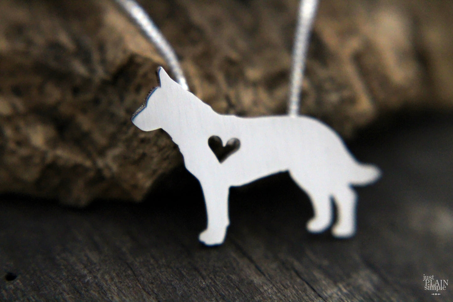 Tiny Cattle Dog/Blue Heeler necklace, sterling silver pendant