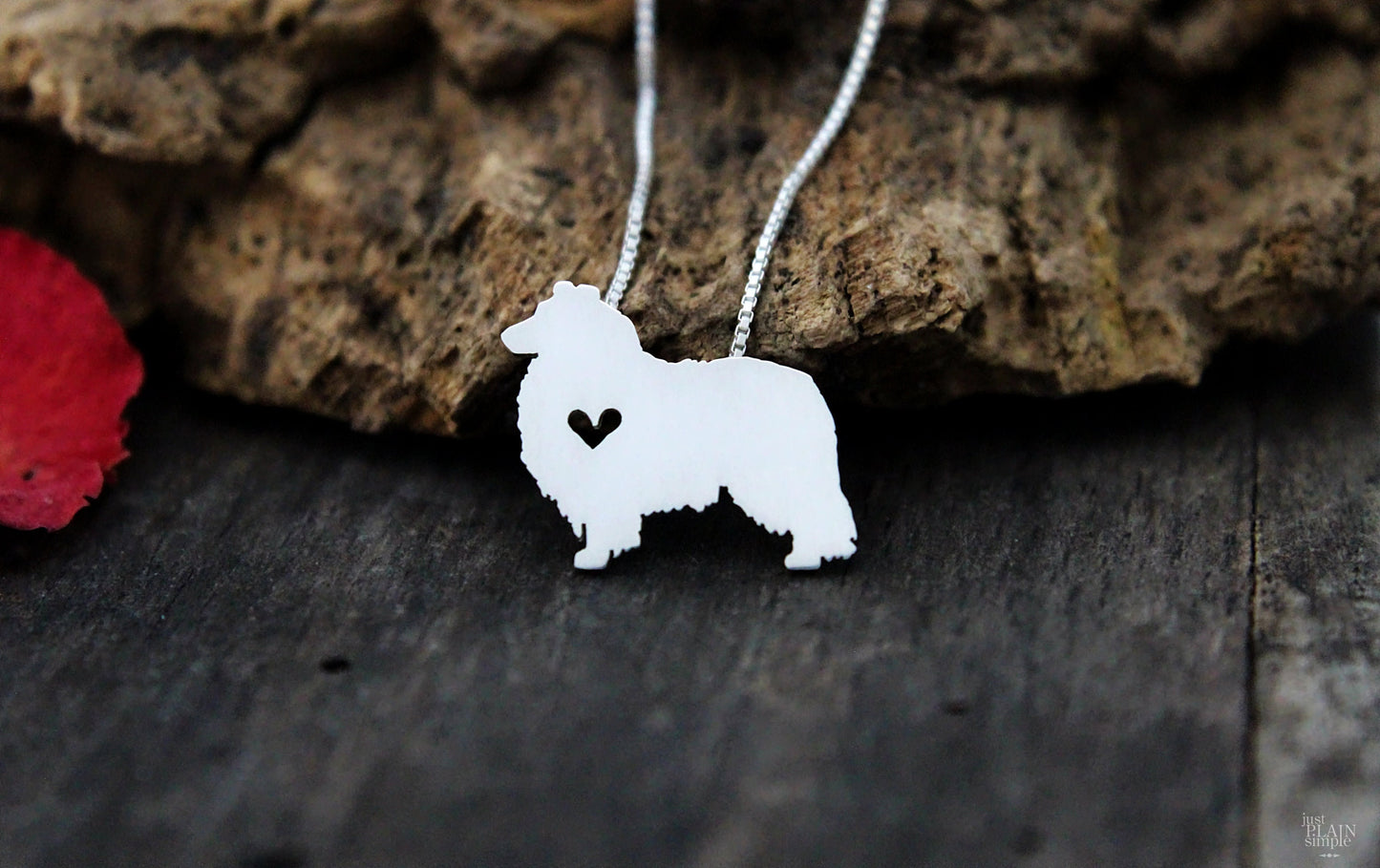 Tiny Collie dog necklace, sterling silver pendant