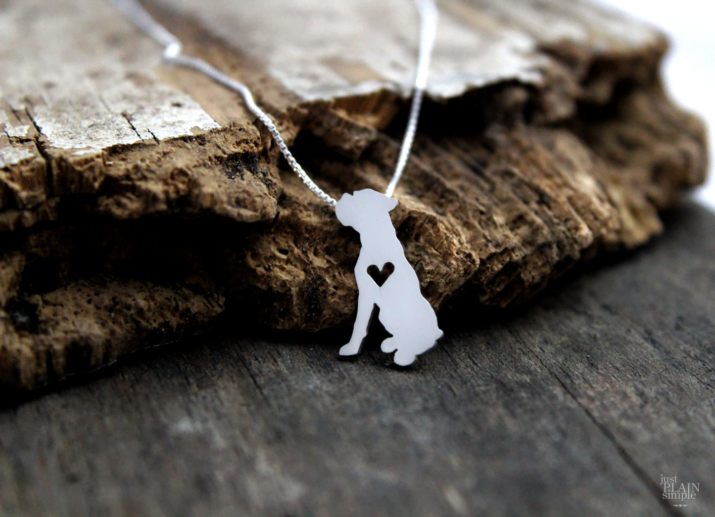Tiny Boxer dog necklace, sterling silver pendant