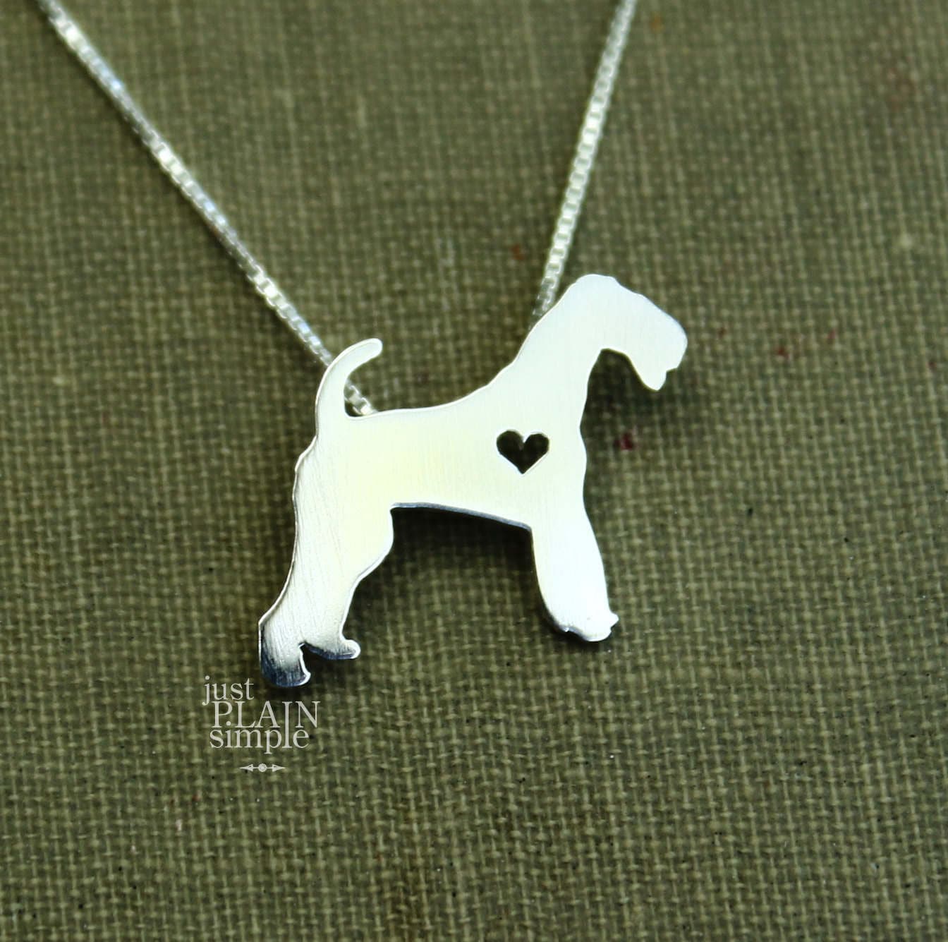 Tiny Airedale Terrier necklace, sterling silver pendant
