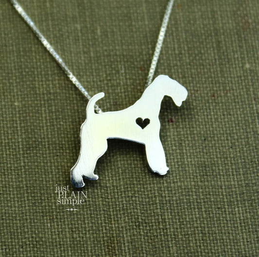 Tiny Airedale Terrier necklace, sterling silver pendant