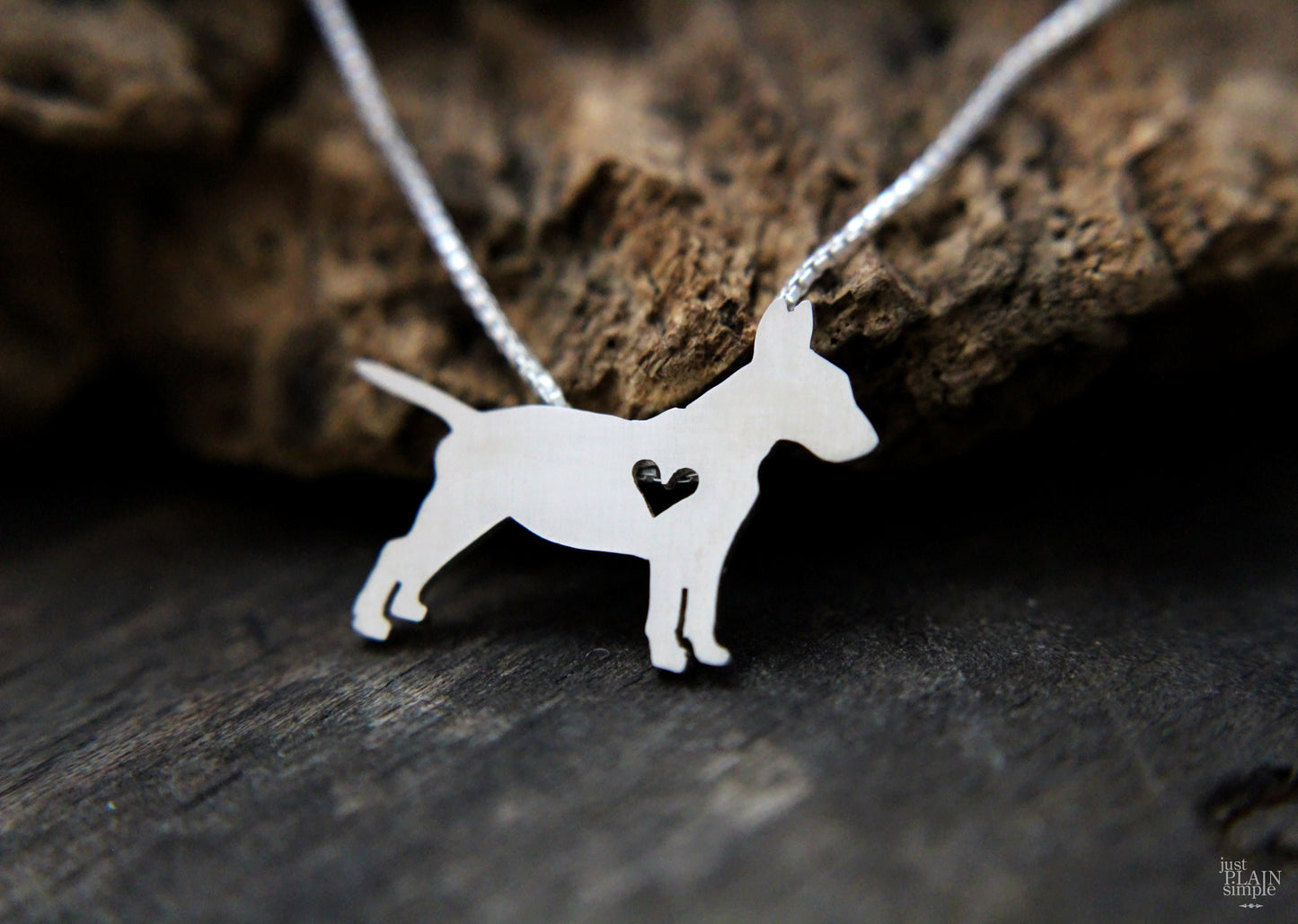 Tiny Bull Terrier necklace, sterling silver pendant