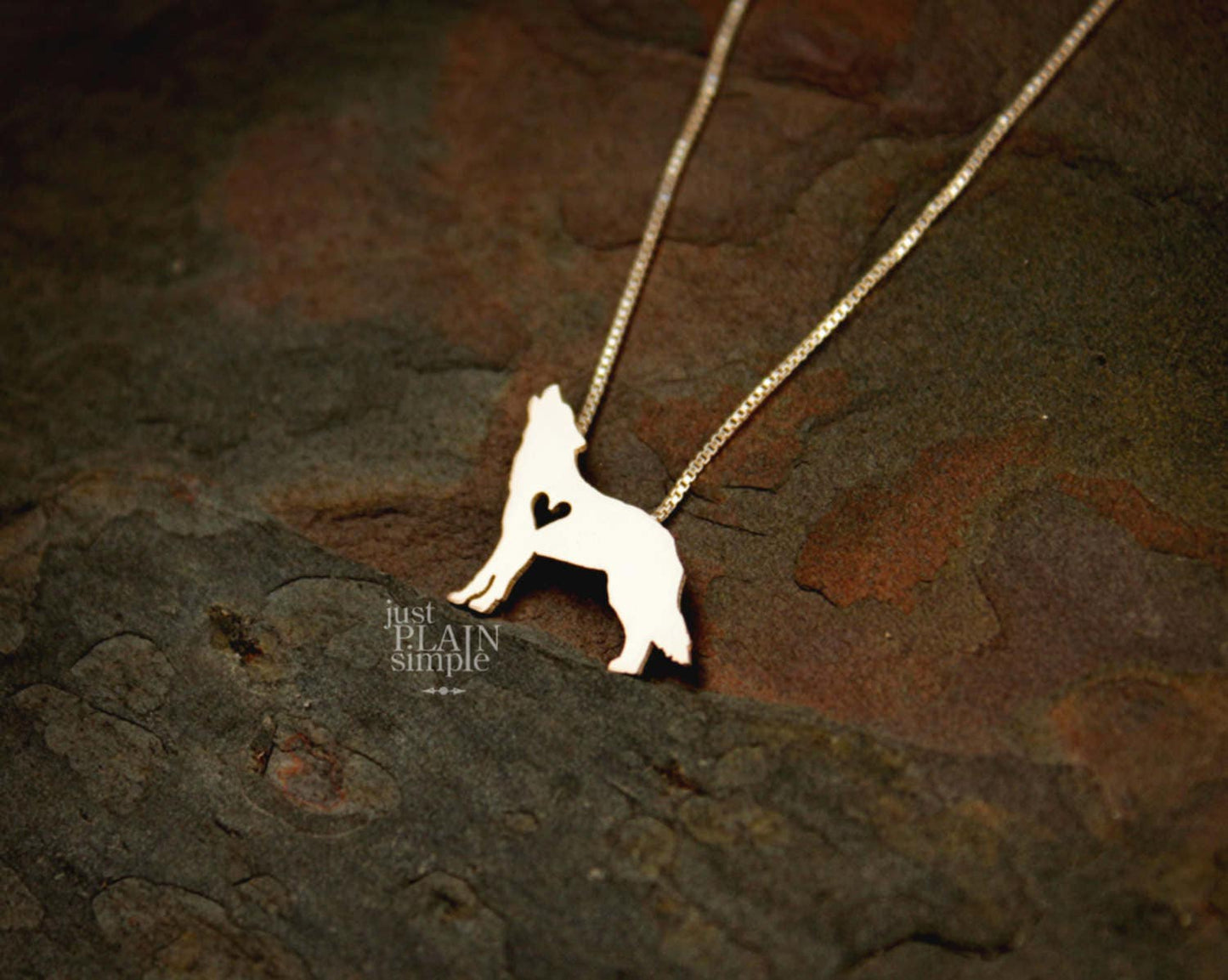 Tiny Wolf necklace, sterling silver pendant