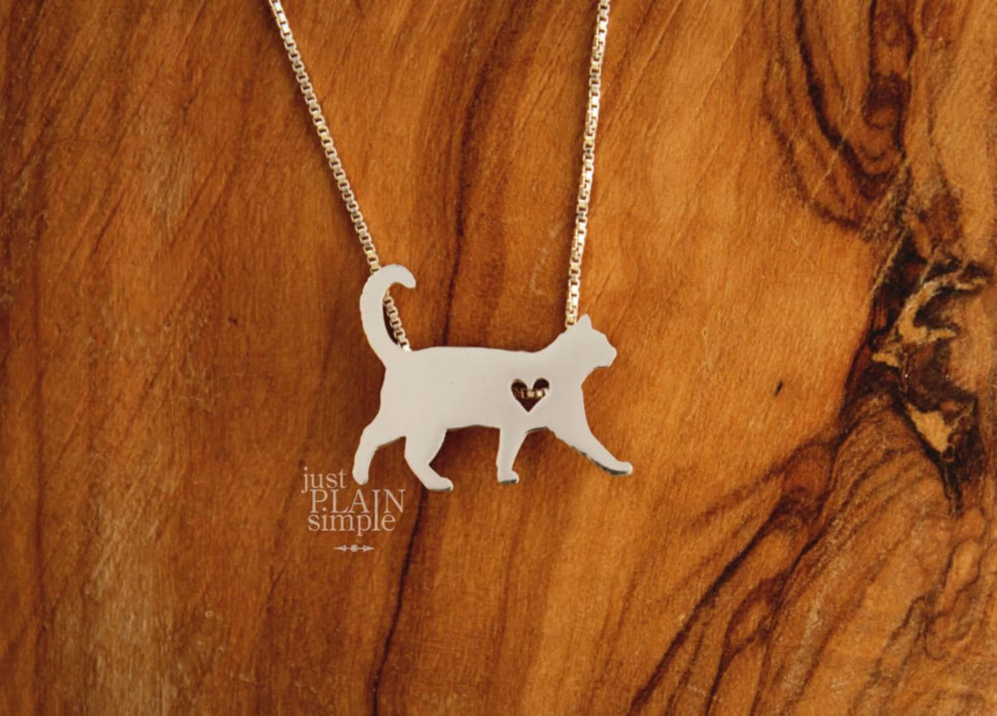 Tiny Cat necklace, sterling silver pendant