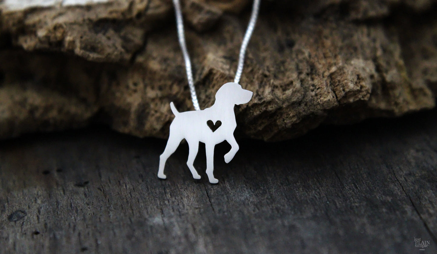 Tiny German Shorthaired Pointer necklace, sterling silver pendant