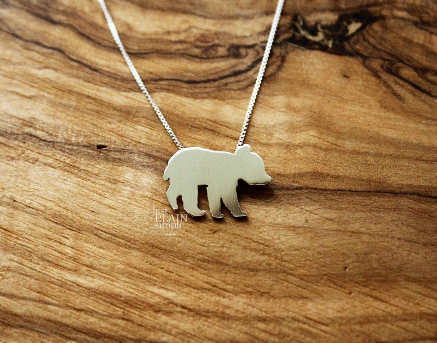 Tiny Bear Cub necklace, sterling silver pendant