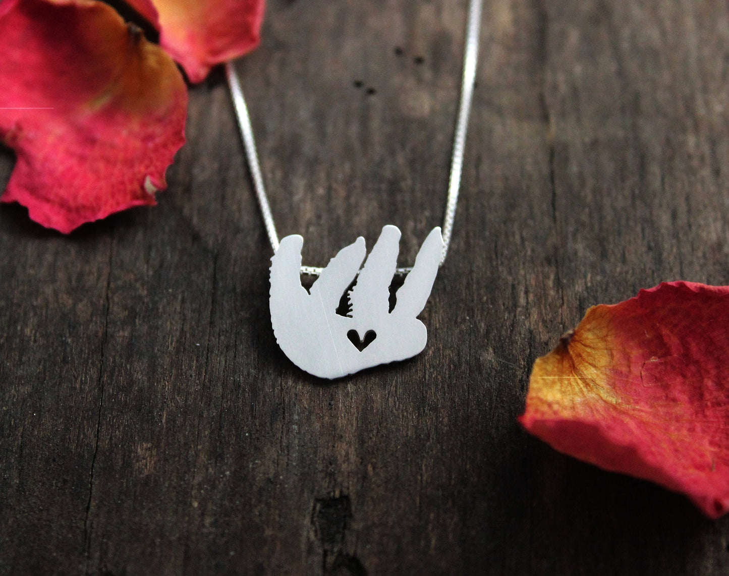 Tiny sloth necklace, sterling silver pendant