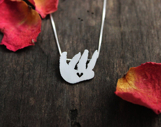 Tiny sloth necklace, sterling silver pendant
