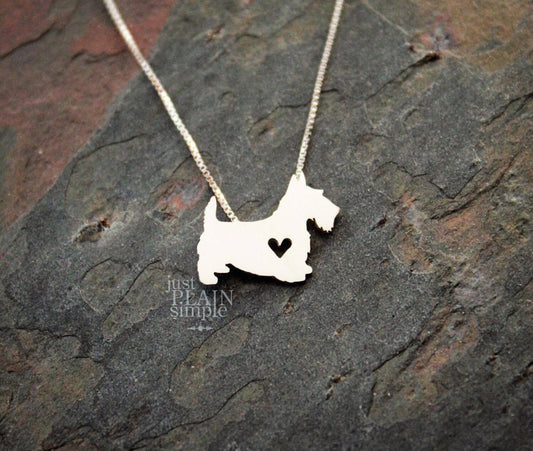 Tiny Scottish Terrier necklace, sterling silver pendant