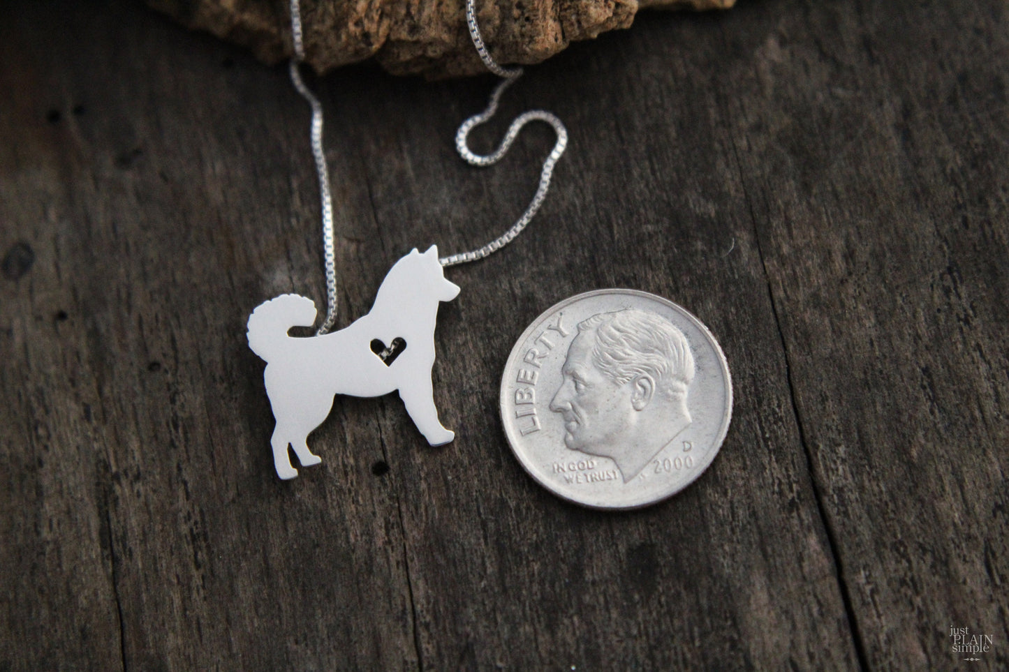 Tiny Husky necklace, sterling silver pendant