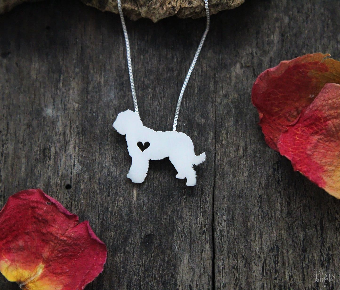 Tiny Goldendoodle necklace, sterling silver pendant