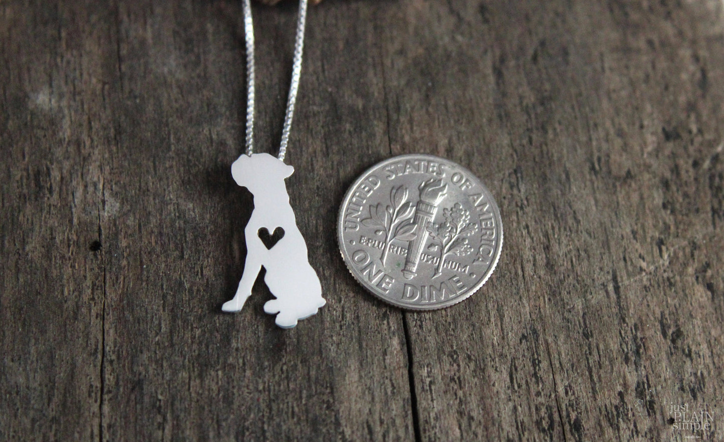 Tiny Boxer dog necklace, sterling silver pendant
