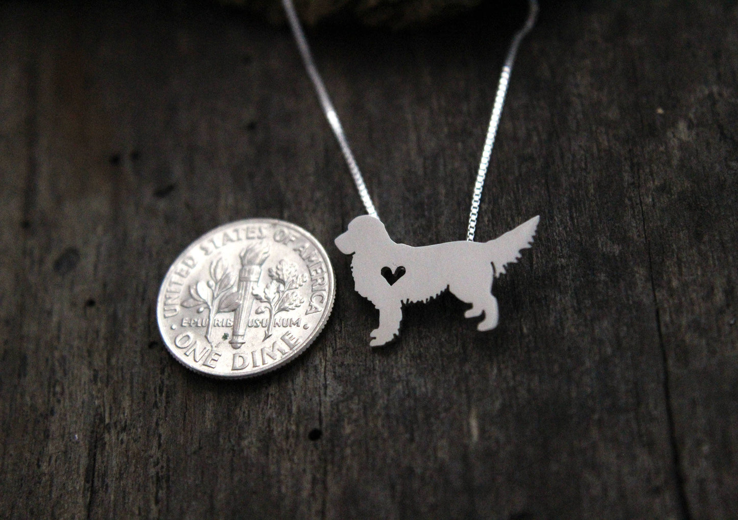 Tiny Golden Retriever necklace, sterling silver pendant