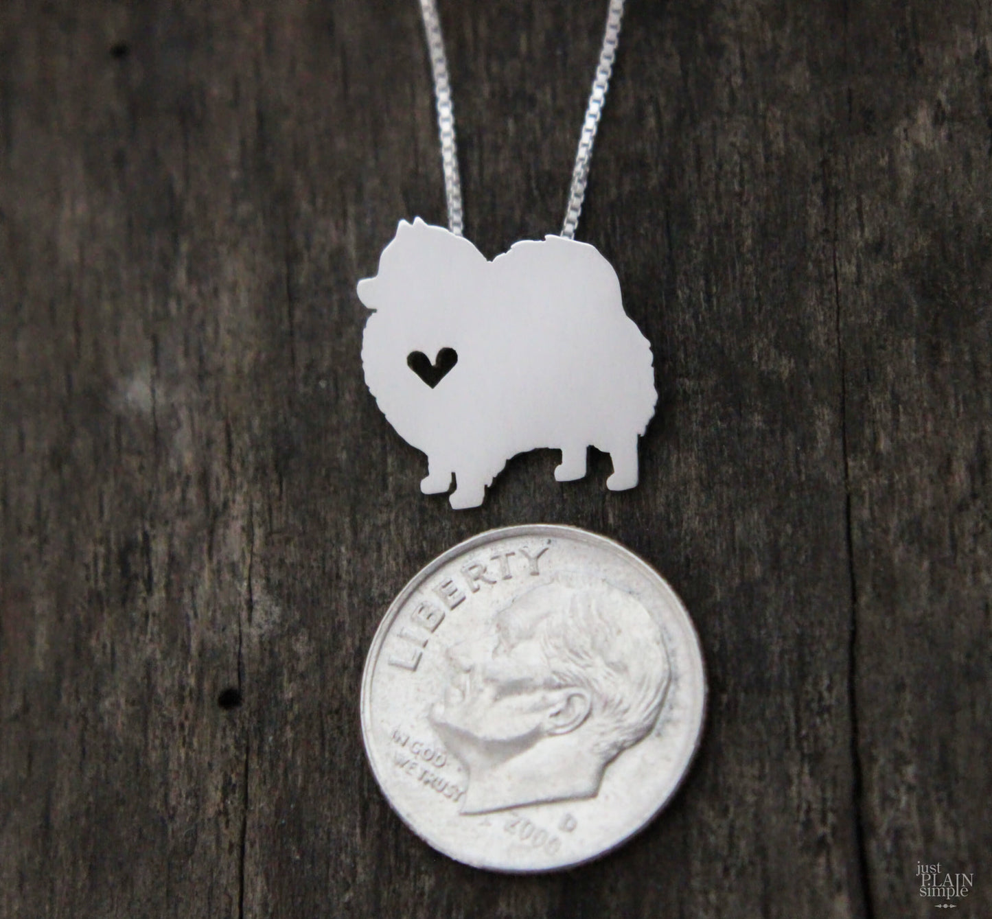 Tiny Pomeranian necklace, sterling silver pendant