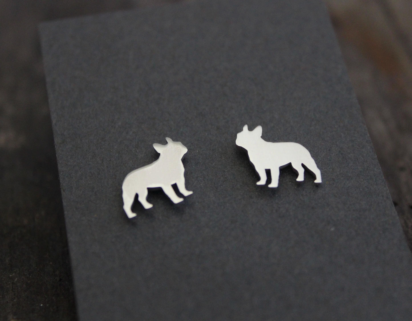 French Bull dog earrings, sterling silver studs, gift for dog lovers
