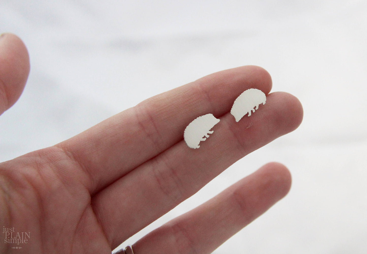 Hedgehog earrings, sterling silver studs
