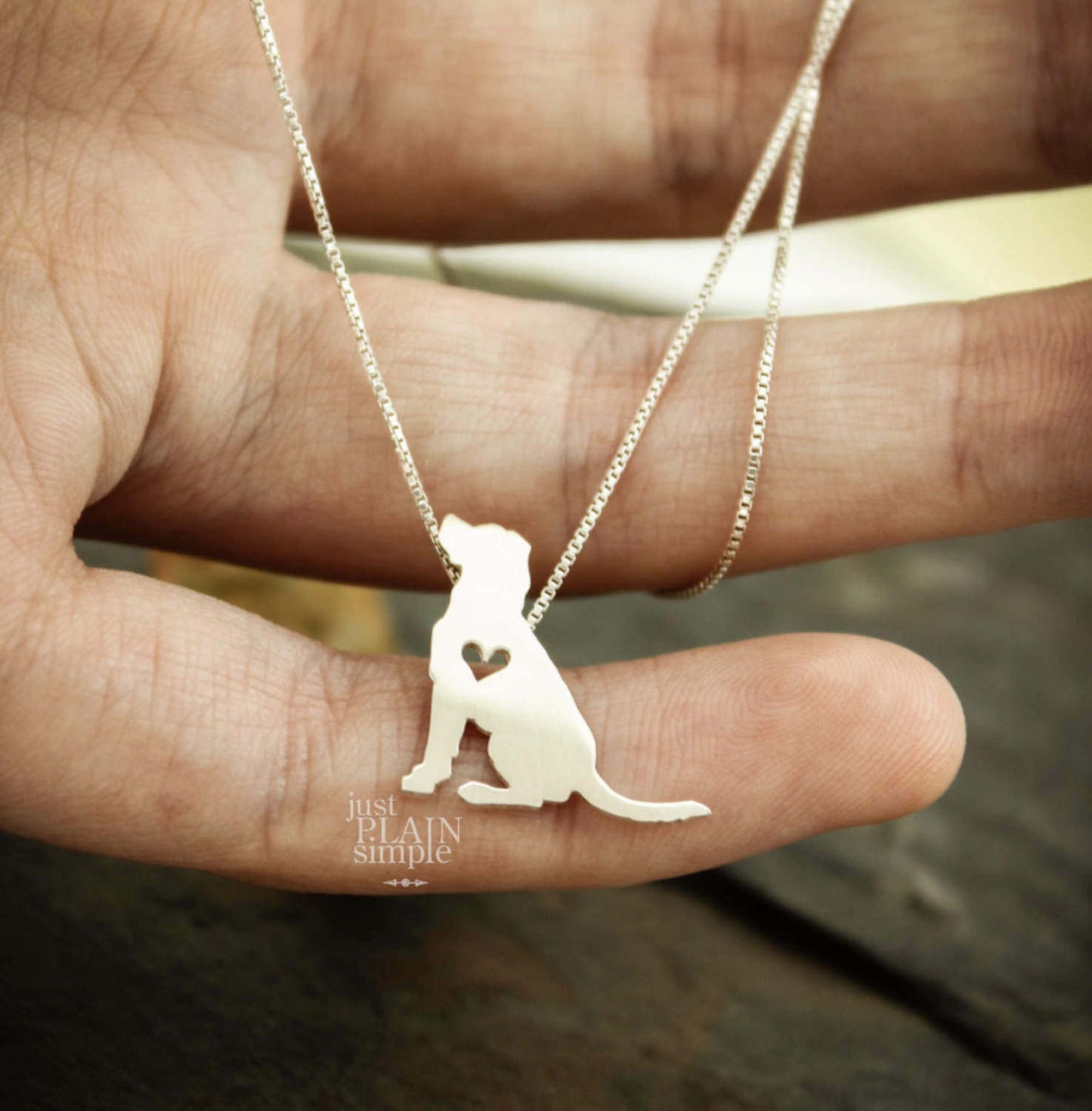 Tiny Labrador retriever necklace, sterling silver pendant
