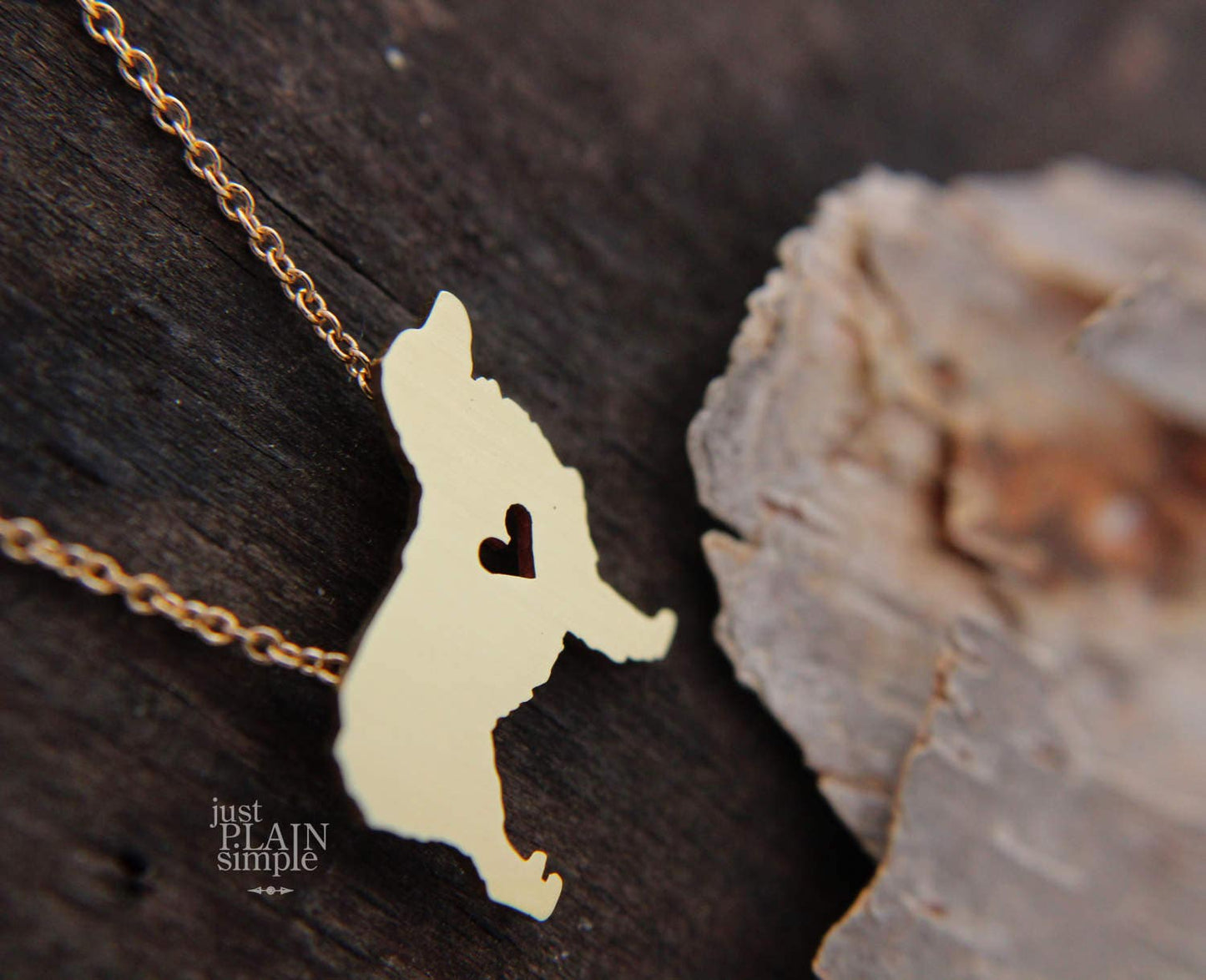 Tiny Australian Shepherd necklace, Brass necklace