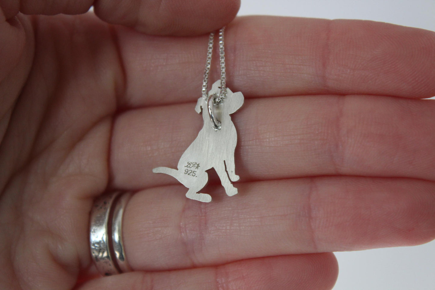 Floral Pitbull Pendant, sterling silver engraved necklace
