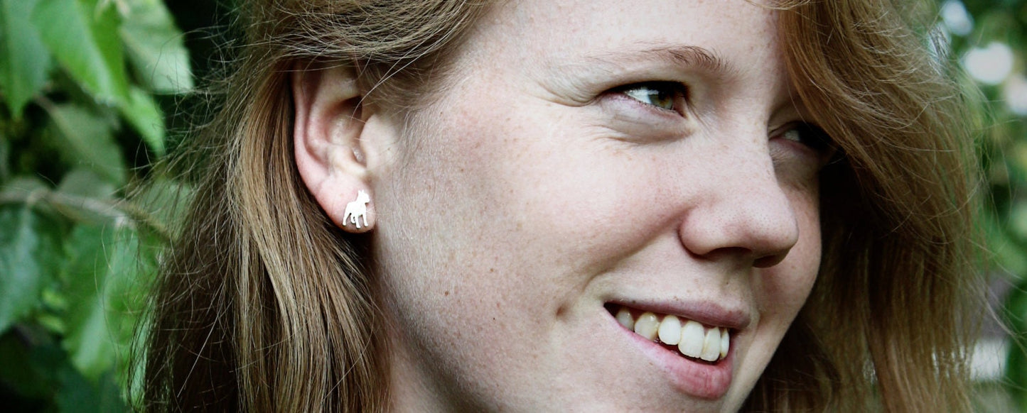 Boston Terrier earrings, sterling silver studs