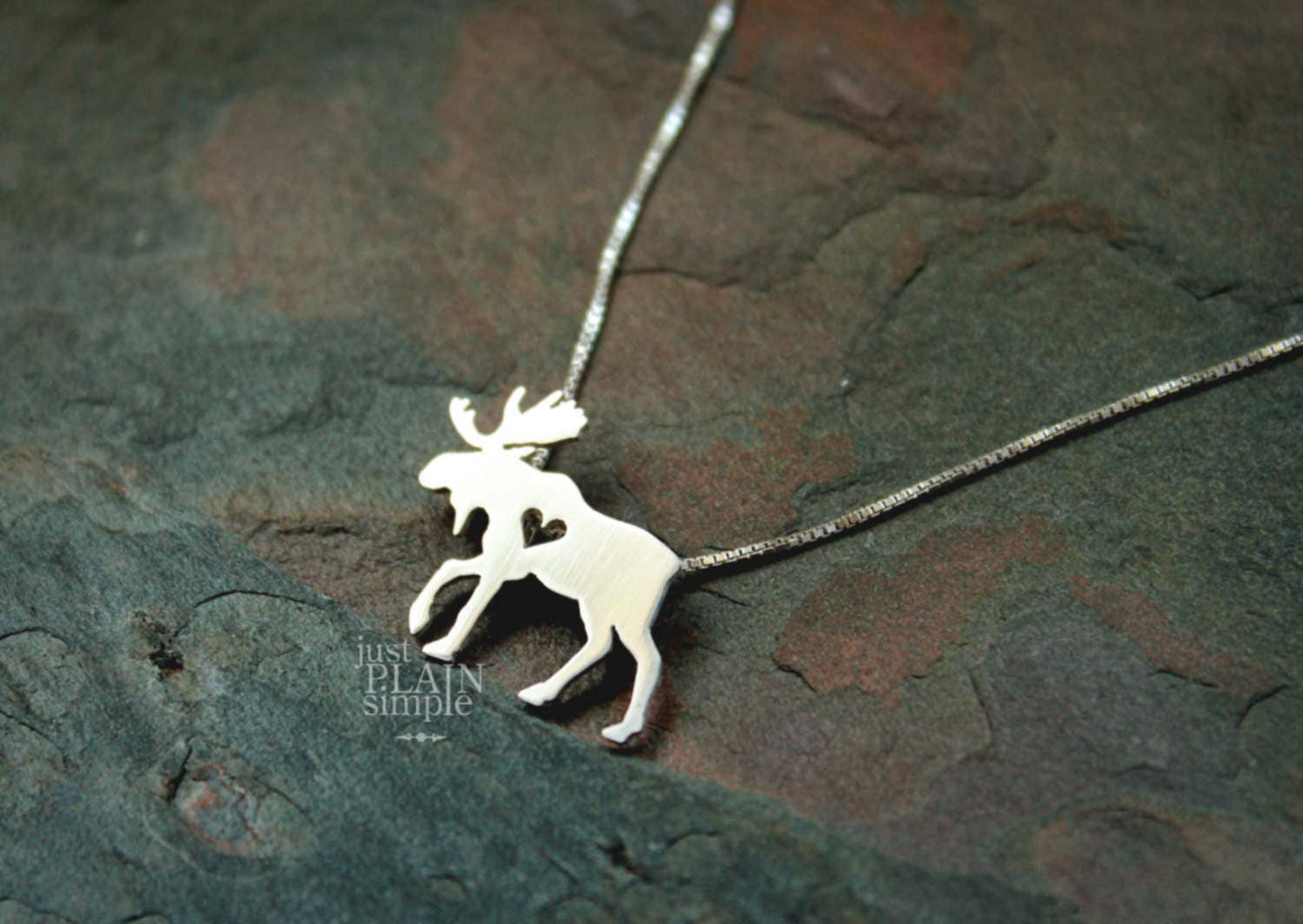 Tiny Moose necklace, sterling silver pendant
