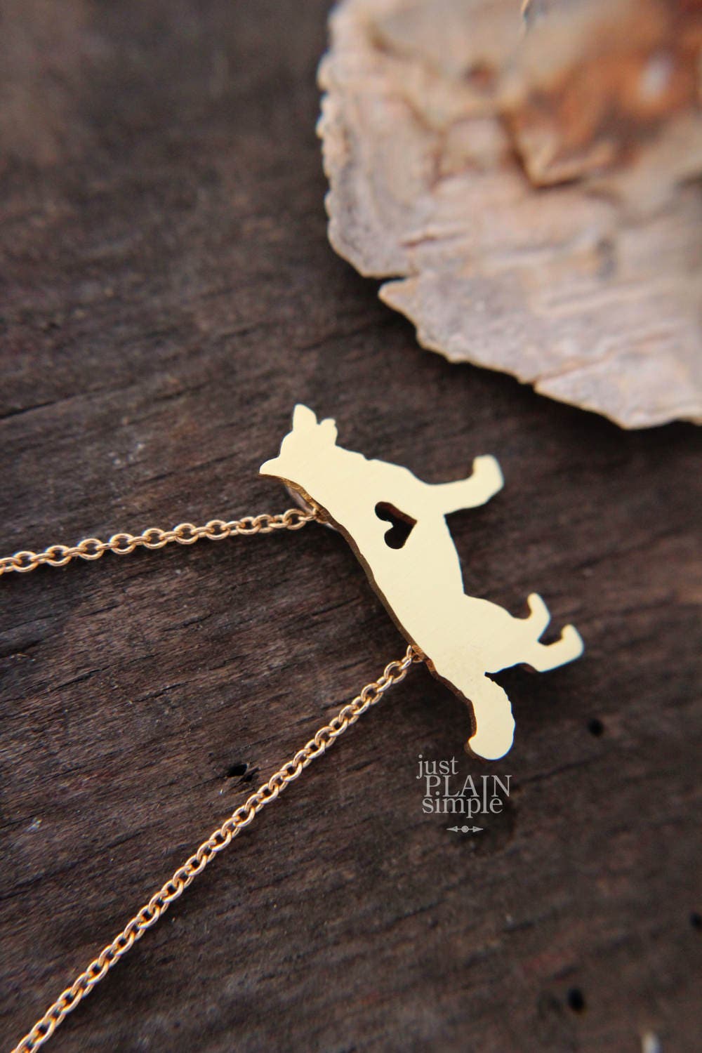 Tiny German Shepherd necklace, Brass necklace