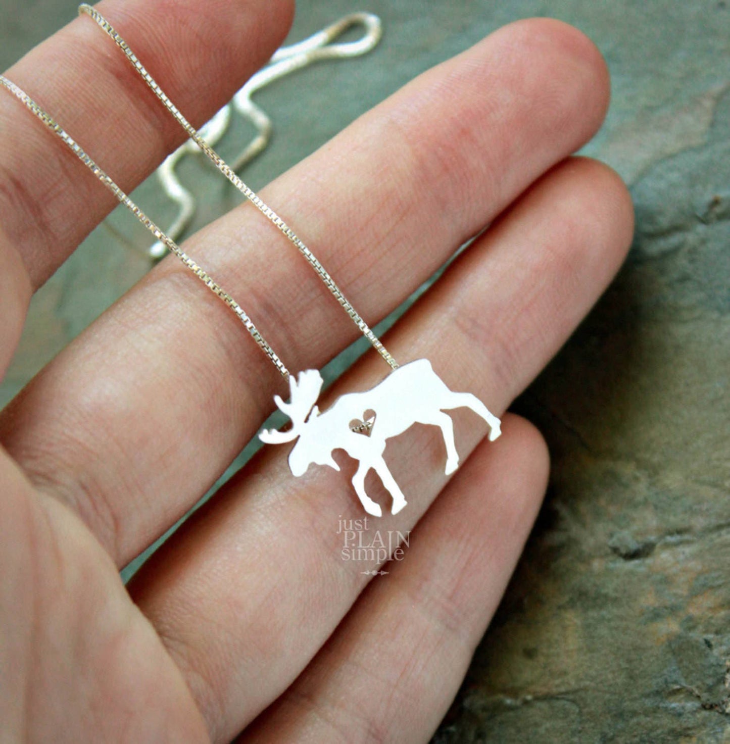 Tiny Moose necklace, sterling silver pendant